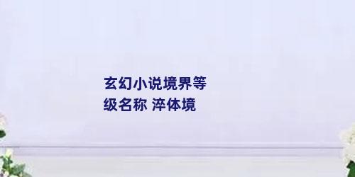 玄幻小说境界等级名称 淬体境